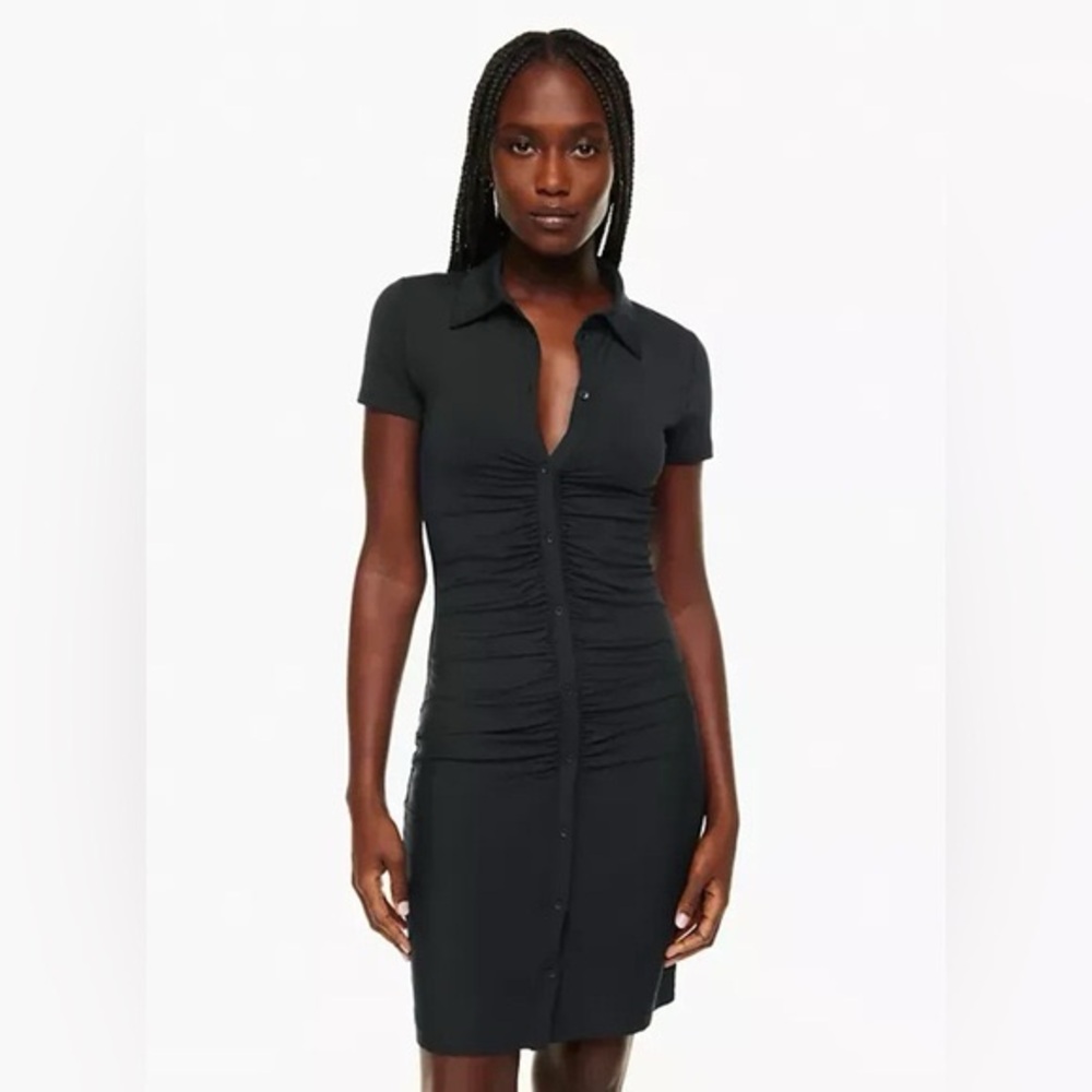 Babaton Black Ruched Mini Dress